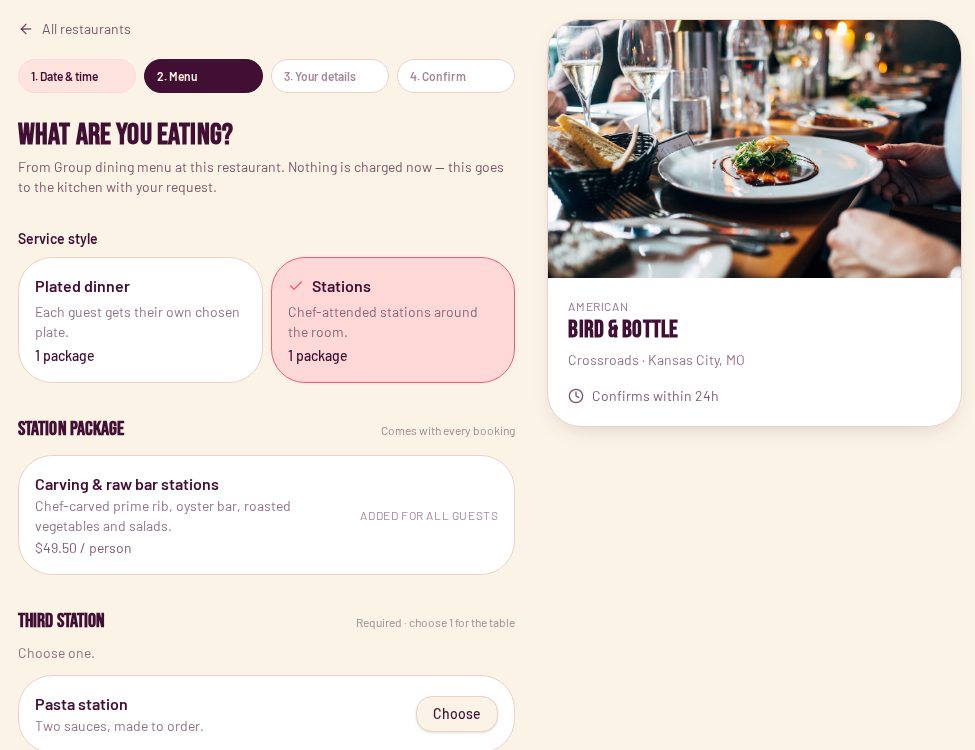 Screenshot: Guest menu step